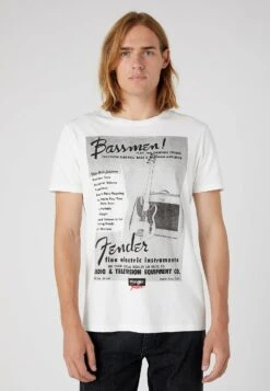 Wrangler Bassmen - Camiseta Estampada - Worn In White