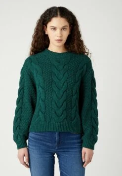 Wrangler Crew Neck Cable Knit - Jersey De Punto - Dark Matcha