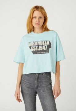 Wrangler Boxy - Camiseta Estampada - Canal Blue
