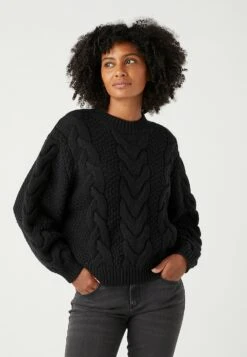 Wrangler Crew Neck Cable Knit - Jersey De Punto - Black